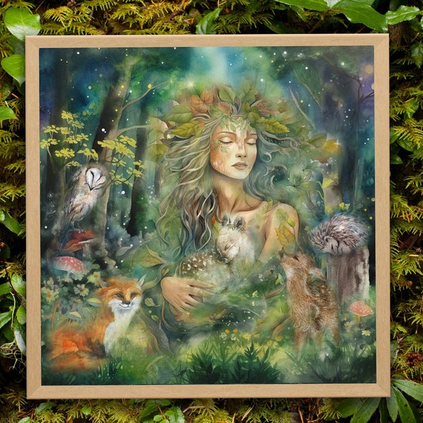 Held by Mother Nature: Earth Goddess Art, Mystical Shamanic Decor, Divine Feminine Energy, Pagan Spiritualism, pagan art, spiritual art