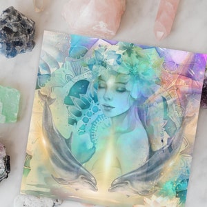 Card: "Awakening Mermaid Magic", divine feminine altar card, goddess card, divine feminine energy, altar decor, goddess art, spiritual art