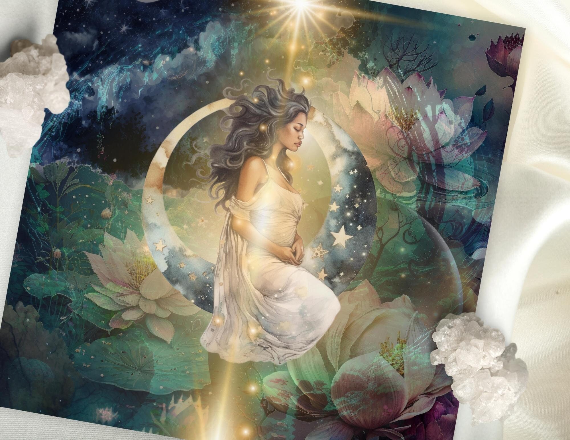 Moon Goddess Print, Goddess Art, Divine Feminine Energy, Spiritual Art ...