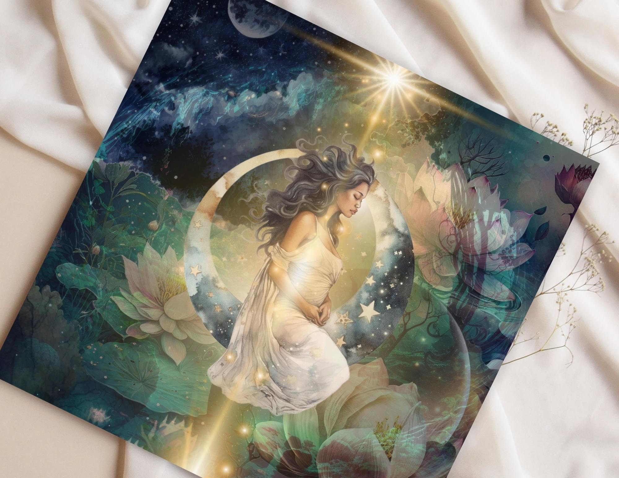 Moon Goddess Print, Goddess Art, Divine Feminine Energy, Spiritual Art ...