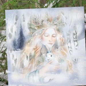 Card: Winter Magic, Magic Yule Art Print, pagan art, shamanic art, divine feminine art, divine feminine altar decor, goddess card