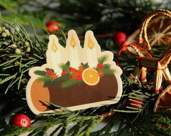 Yule Log vinyl sticker