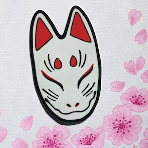 Kitsune fox Japanese mask sticker