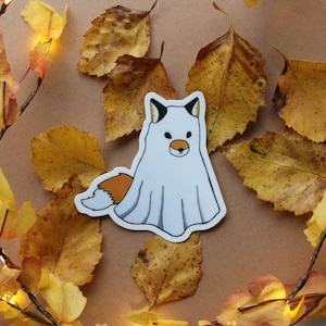 Fox Ghost Sticker / Spooky Halloween Fox Vinyl Sticker