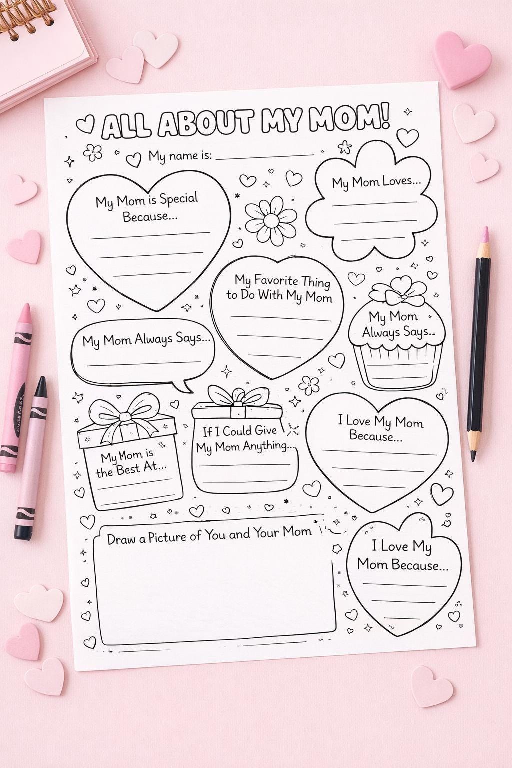 Mom. Printable Worksheet.pdf All About Mom Printable Worksheet | Mother's Day Writing Activity ...