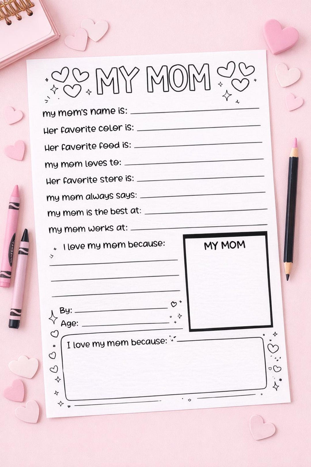 Mom. Printable Worksheet.pdf All About Mom Printable Worksheet | Mother's Day Writing Activity ...