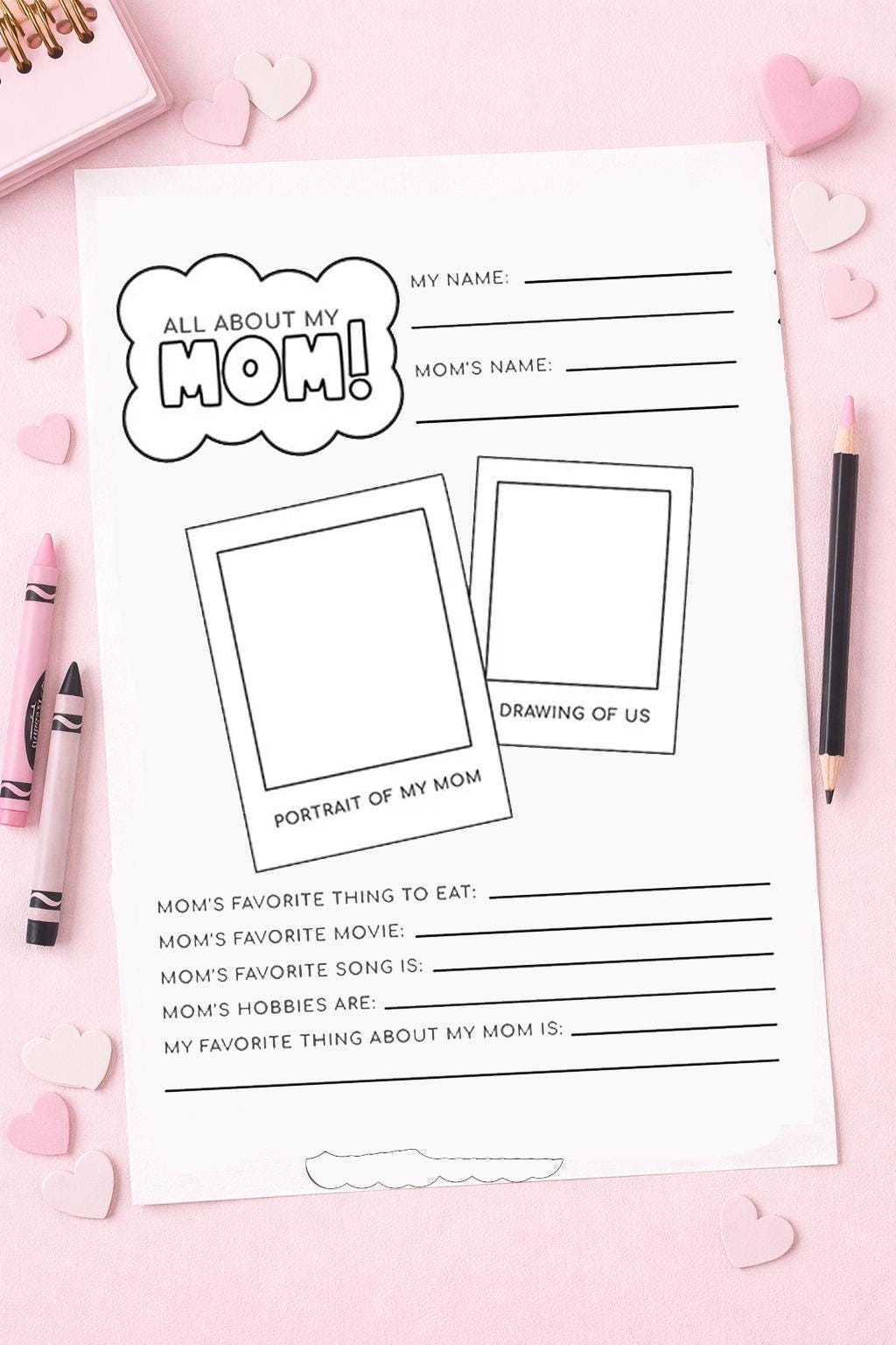 Mom. Printable Worksheet.pdf All About Mom Printable Worksheet | Mother's Day Writing Activity ...
