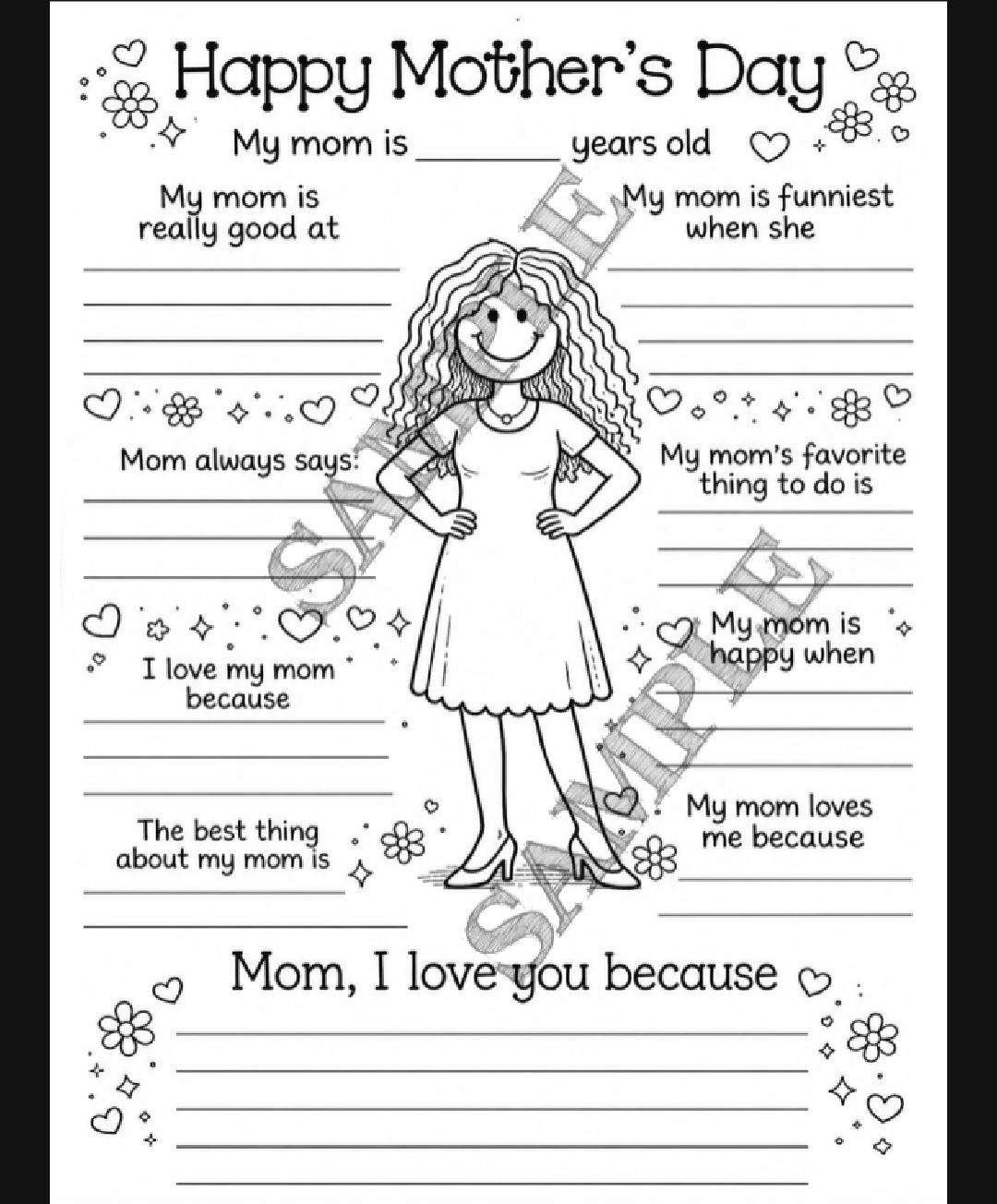Mom. Printable Worksheet.pdf All About Mom Printable Worksheet | Mother's Day Writing Activity ...