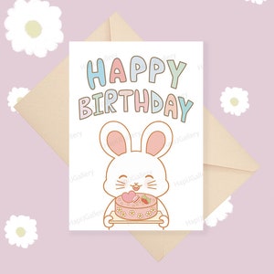 birthday card (Rabbit) -digital print- 5"x7"