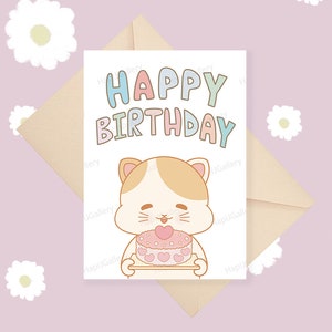 birthday card (Cat) -digital print- 5&quot;x7&quot;