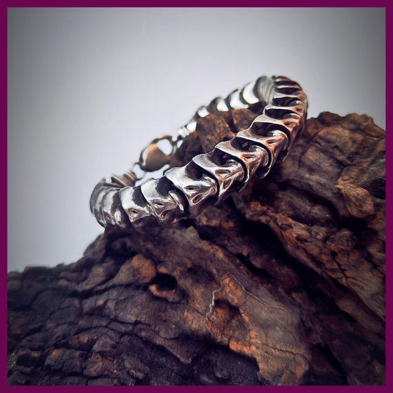 Rare Solid 925 Sterling Silver Snake Bone Bracele… - image 7