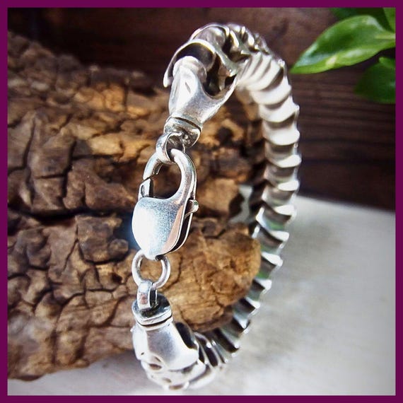 Rare Solid 925 Sterling Silver Snake Bone Bracele… - image 3