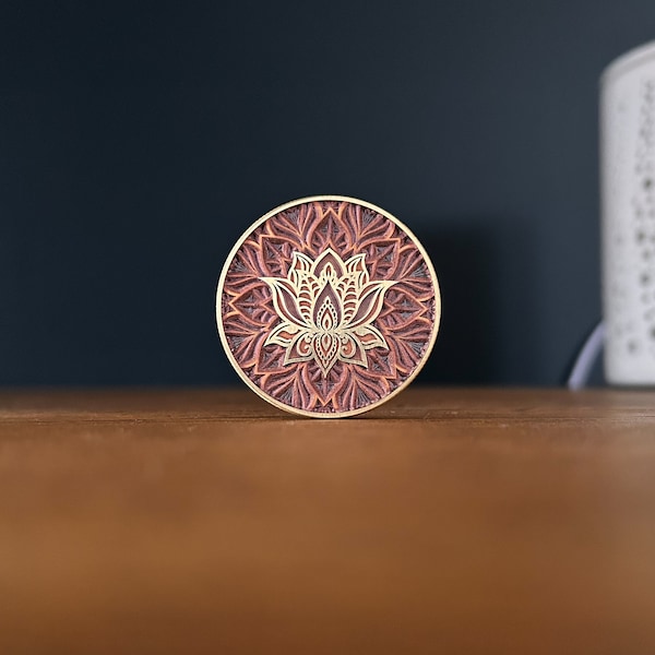 Multicoloured Lotus flower mandala coin