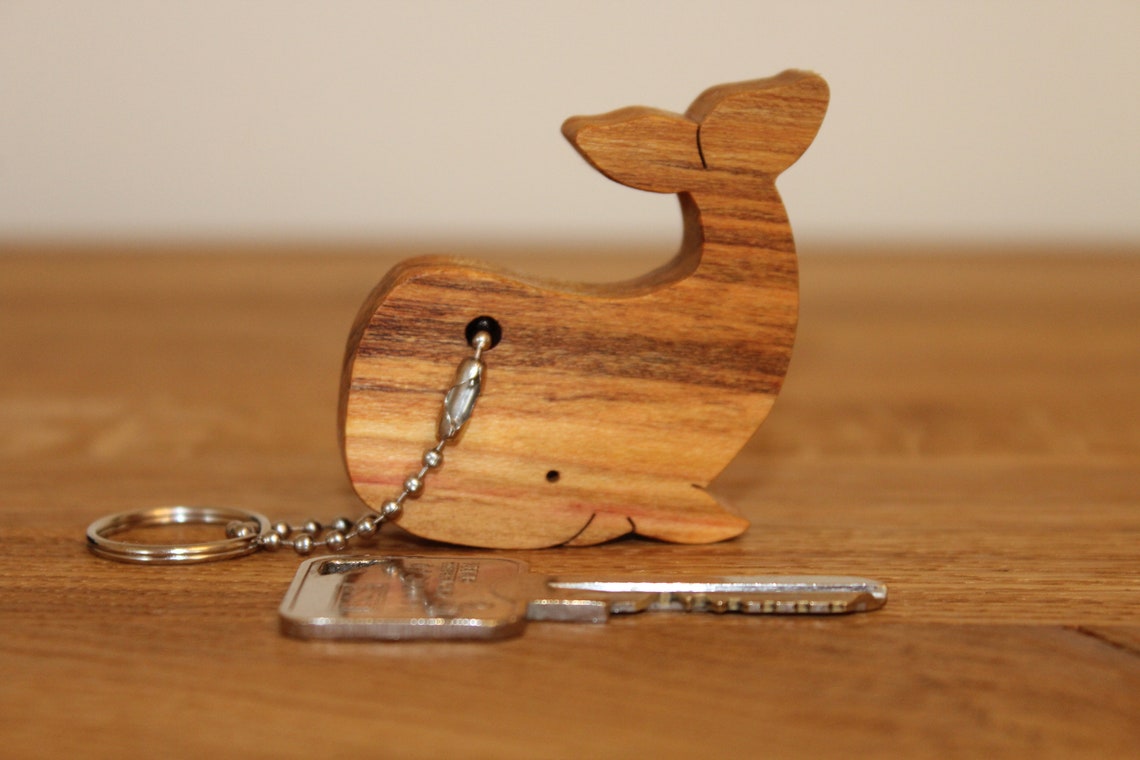 Handmade wooden Whale Key Chain Keyring Etsy