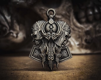 Engraved Solid Brass Viking Pendant