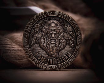 Viking V2 Brass Coin: Norse Warrior, 'I Am The Storm'