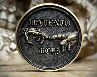 Memento Mori Solid Brass Coin – Dual-Sided Engraved Collectible