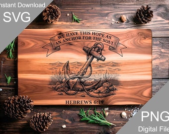 Vintage Nautical Anchor Cutting Board SVG, Charcuterie Board Laser File (Digital)