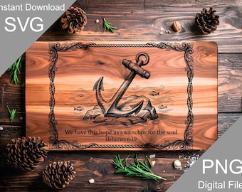 Vintage Nautical Anchor Cutting Board SVG, Charcuterie Board Laser File (Digital)