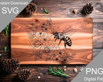 Engraved Bee Cutting Board SVG, Charcuterie Board Laser File (Digital)