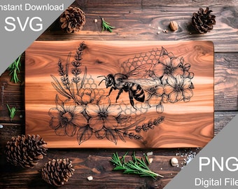 Engraved Bee Cutting Board SVG, Charcuterie Board Laser File (Digital)