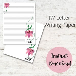 JW Powerful By Faith 2021 Letter writing paper Lily Digital Download Printable