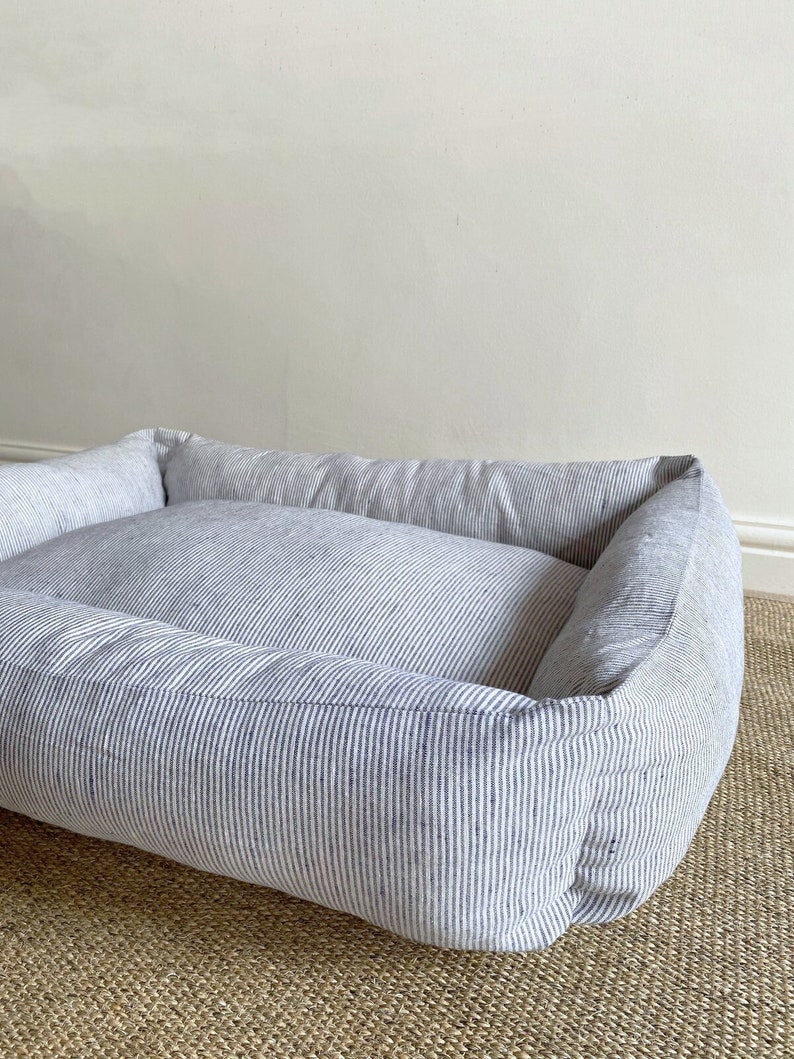 Luxury Stripe Dog Bed Bolster Dog Bed Box Dog Bed Dog Etsy