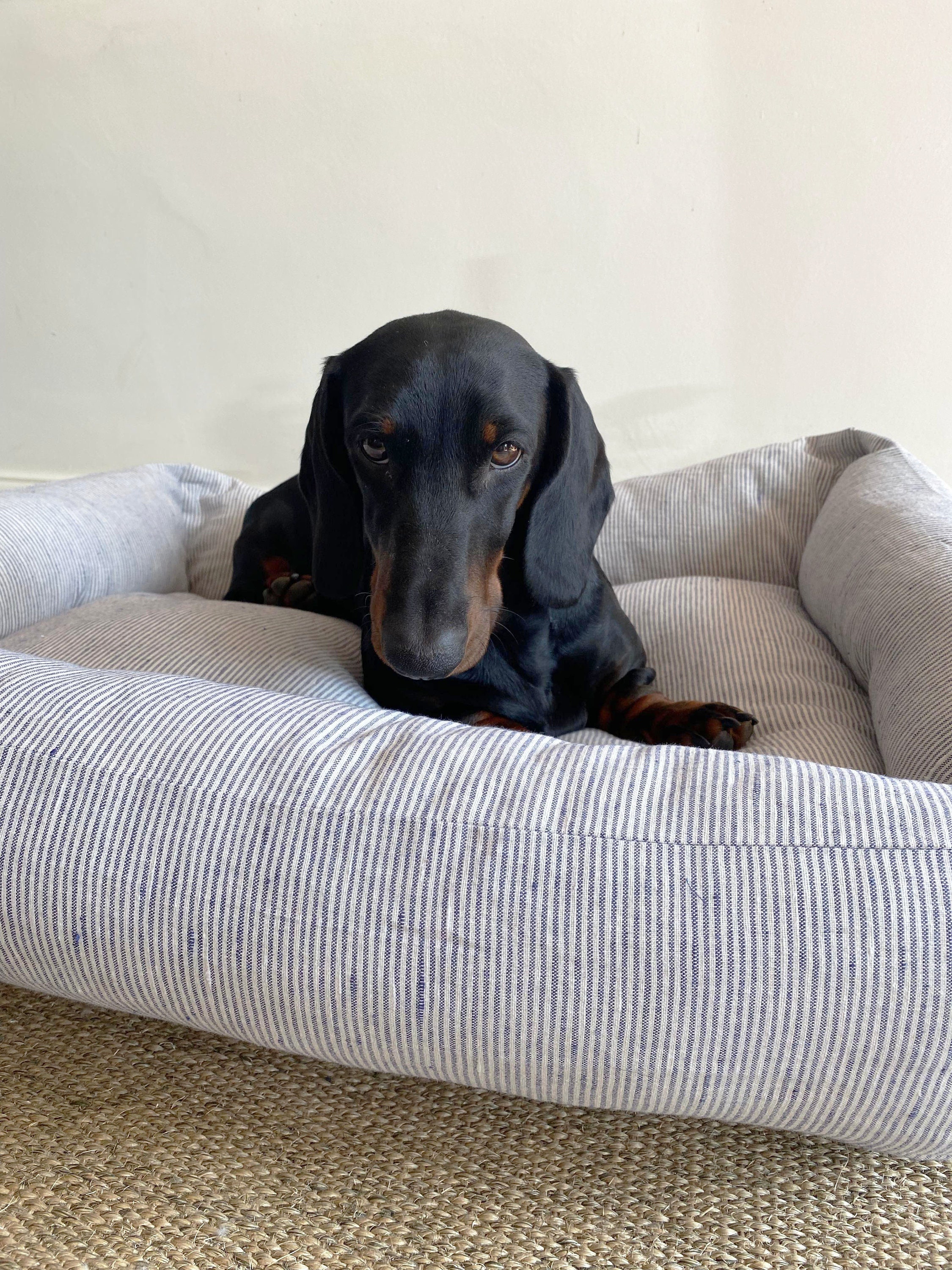 Luxury Stripe Dog Bed Bolster Dog Bed Box Dog Bed Dog Etsy