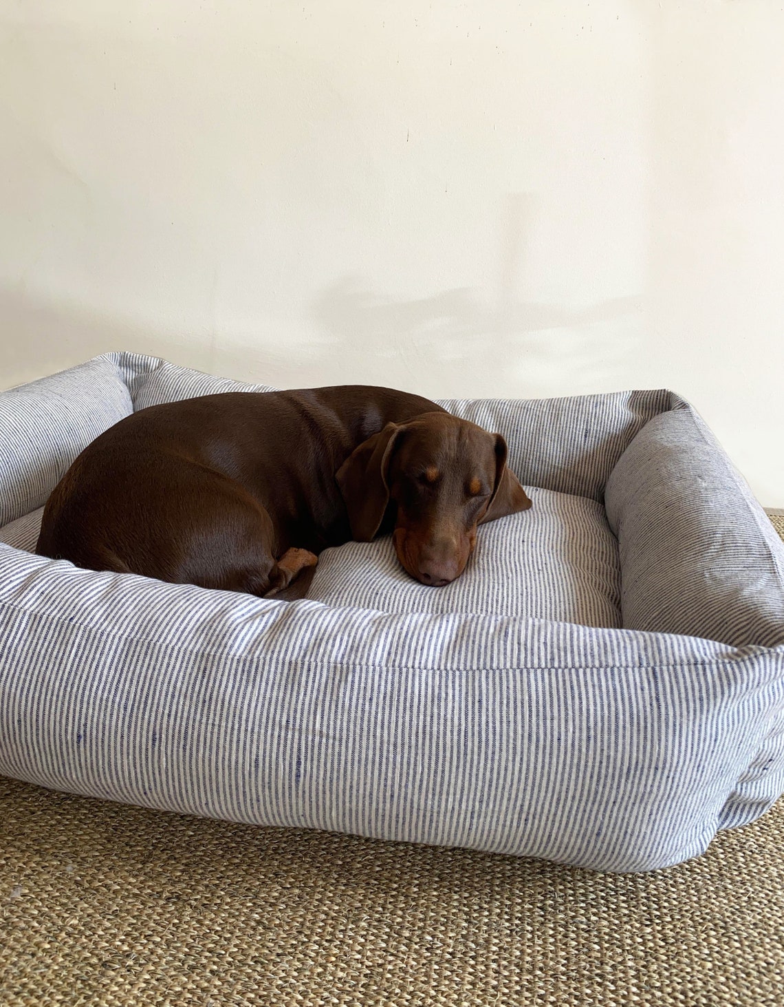 Luxury Stripe Dog Bed Bolster Dog Bed Box Dog Bed Blue & Etsy