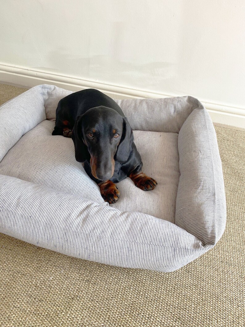 Luxury Stripe Dog Bed Bolster Dog Bed Box Dog Bed Dog Etsy