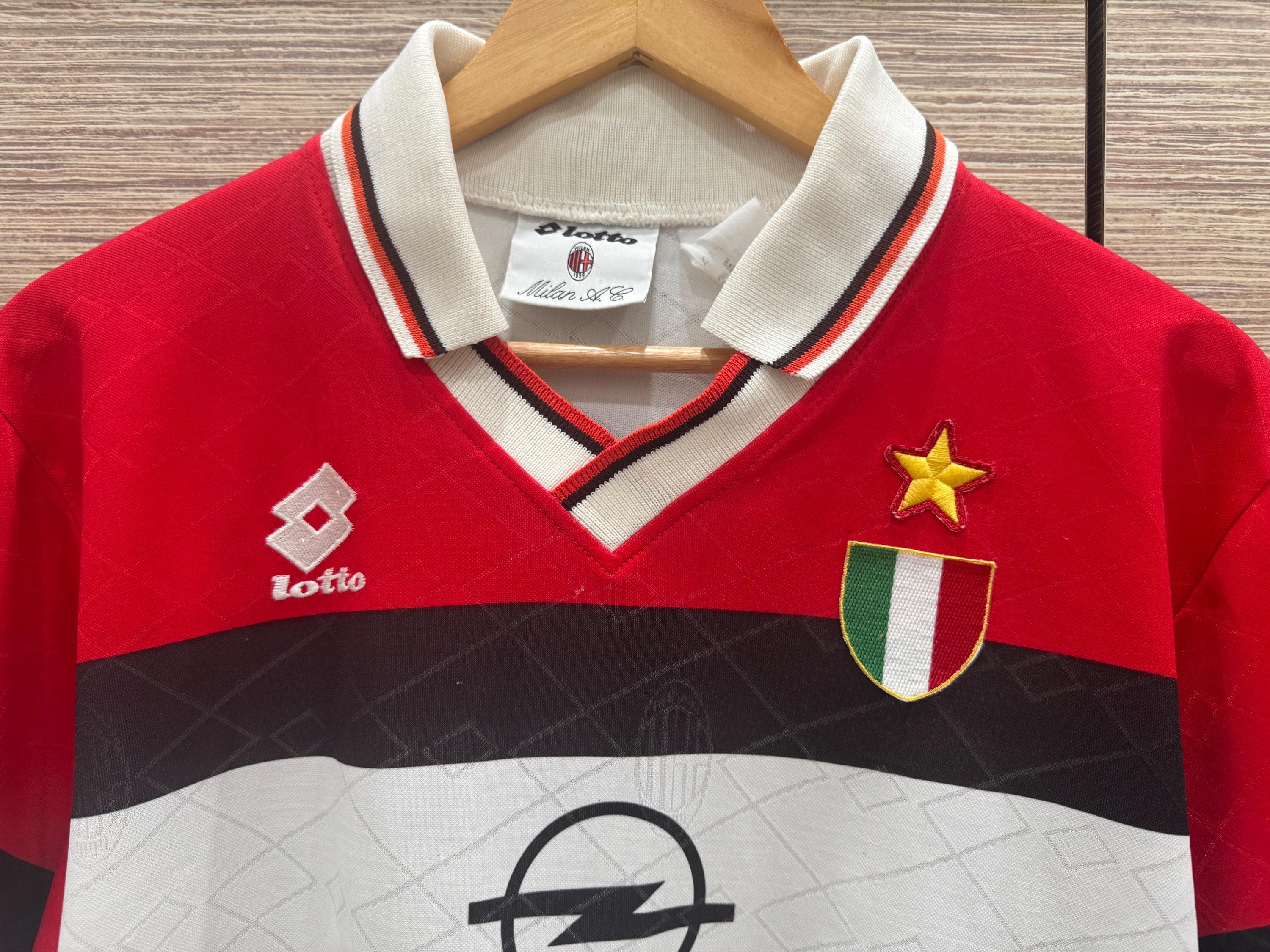 Vintage Lotto AC Milan 1994-1995 Home Soccer Calcio Jersey Mens #3
