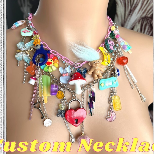 Custom Rave Jewelry for Rave Necklace Festival Accessories Women Charm y2k kawaii accessories necklace Gummy Bear Charm Candy Necklace Rave