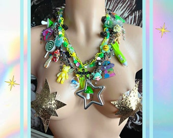 Star Charm Necklace Layered Necklace Set Custom Order Request Personalized Jewelry Y2k Necklace Rave Jewelry Charms Personalized Necklace