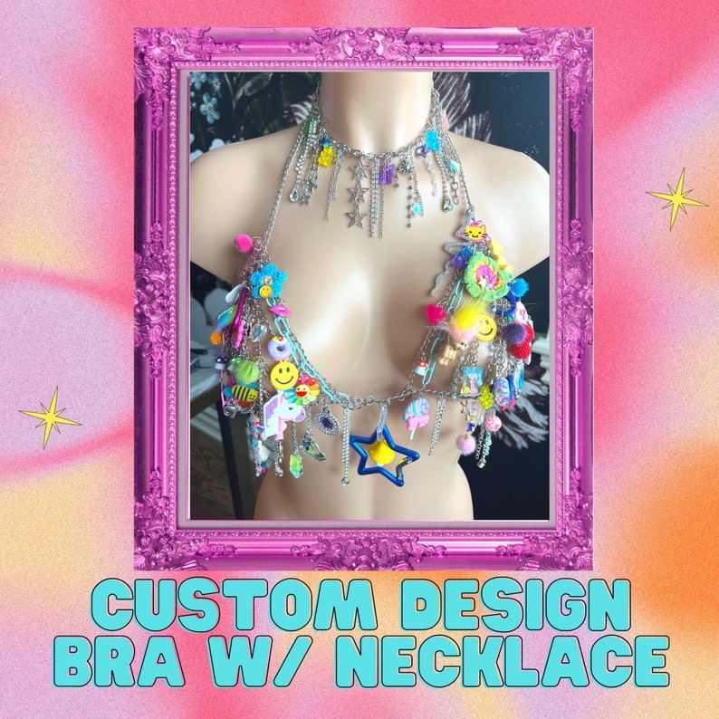 Chain Charms Bra With Matching Charm Necklace Custom Order Etsy