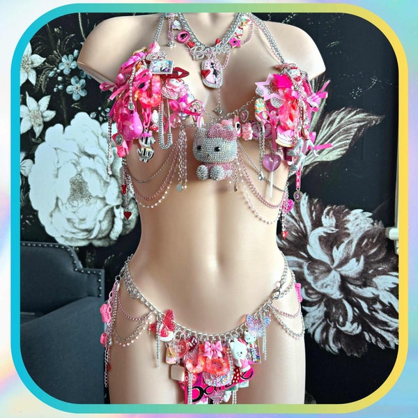 Vêtements harajuku personnalisés ensemble de bikini kawaii tenue de séance photo Harajuku pour séance photo femmes bikini personnalisé tenue de charme ensemble rave