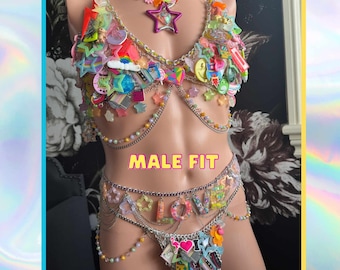 Rave Top Glow Outfit Uomo Glow in the Dark Outfit Rave Glow Top Donna Glow Accessories Outfit luminoso per Rave Uomo Rave Donna Set Unisex