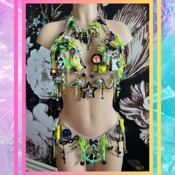 Custom Rave Clothing Rave Bikini Set Festival Clothing EDM Fashion Festival Fashion Rave Set for Women Rave Outfit Set Pink Rave Accessories