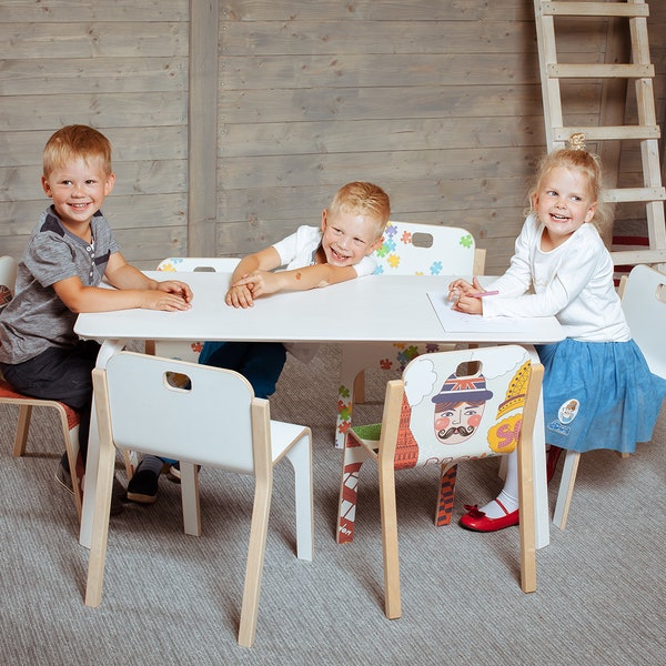 Table pour enfants en contreplaqué de bouleau, meubles pour enfants de haute qualité, pour chambre d'enfants