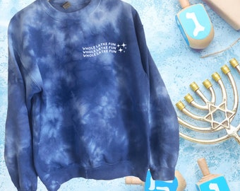 Whole Latke Fun Tie Dye Comfy Crewneck Sweatshirt for Hannukah, Channukah, Chanukah, Hanukah, Ugly Holiday Sweater