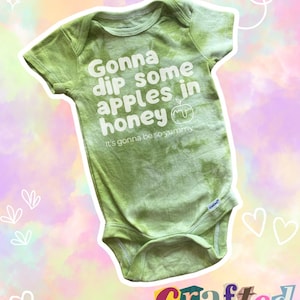 Rosh Hashanah Tie Dye Baby Bodysuit- Gonna Dip Some Apples in Honey Onesie