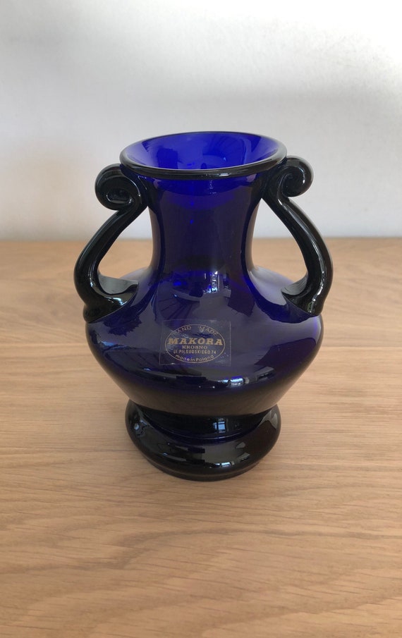 Makora Krosno Poland Blue Vintage Glass Handmade. Etsy