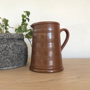 Vtg French Gres de Bonny pottery, jug, pitcher, jug, wine decanter, jug, handmade, Brown glazed sandstone.