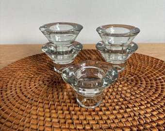 Vintage IKEA K & M Hagberg design, reversible glass candle holder, tea light holder. Tapered model. Discontinued item, set of 5