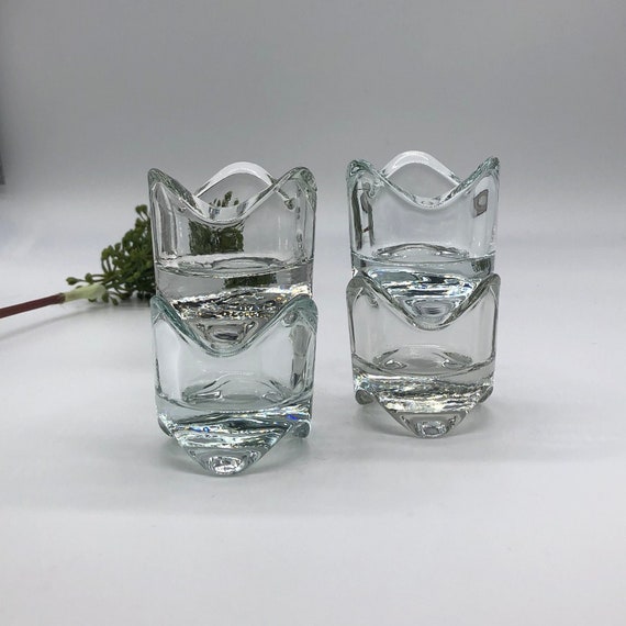 Ikea Väsnas Teelichthalter aus Klarglas, Kerzenhalter, Votivkerzenhalter, gewellte Ränder, stapelbar, 4er-Set