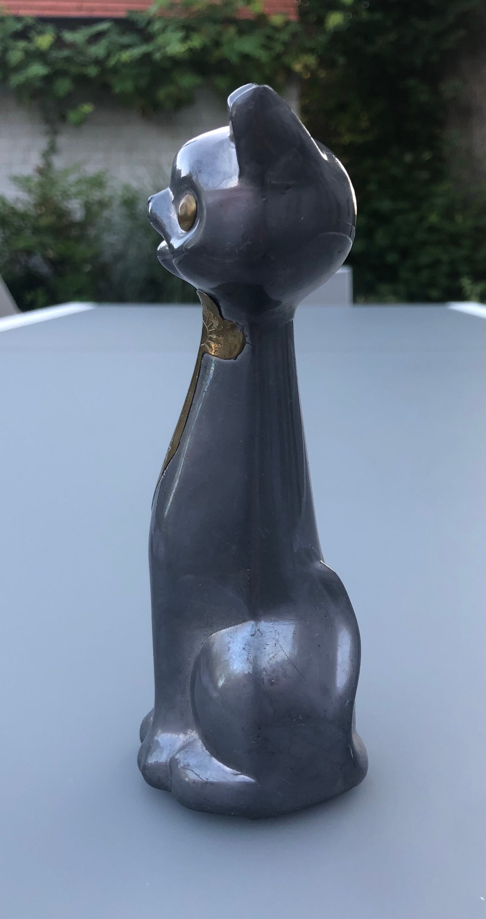 通販 Figurine Pewter Vintage of Decorated Cat, Cat, Sitting a アンティーク雑貨