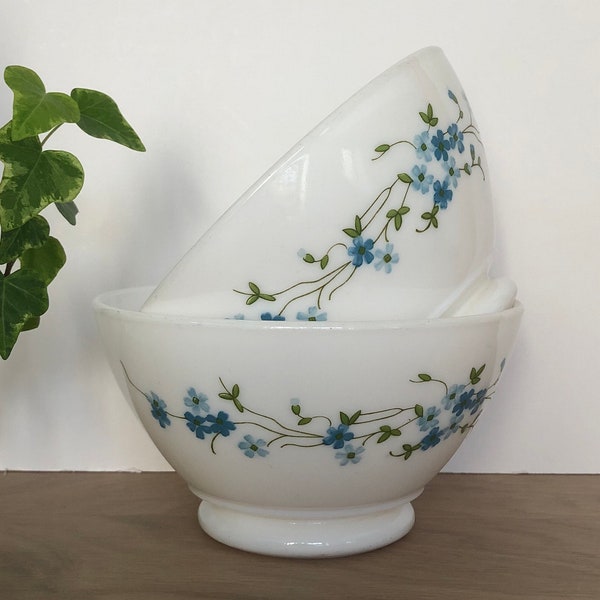 Lot 2 très Grandes Tasses Chocolat Tisane Thé Vintage ARCOPAL MYOSOTIS