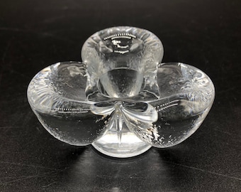 Kosta Boda Rolf Sinnemark Tulip candle holder, Swedish Scandinavian 1970s design. textured glass. Art glass.