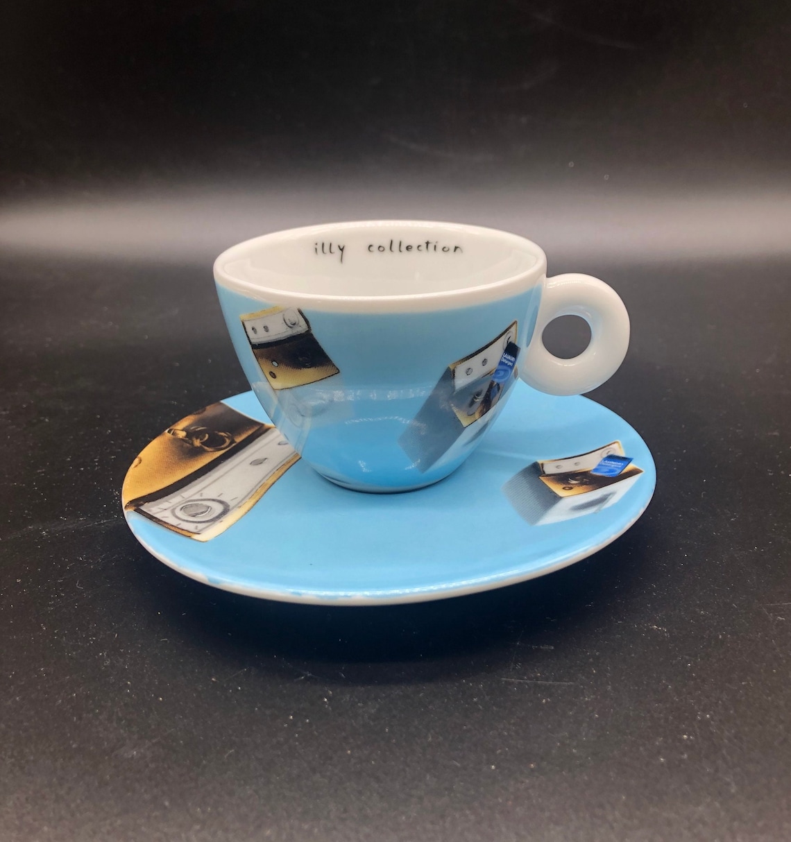 Vintage Signed Illy Espresso Cup Demitasse and Plate Blue Etsy