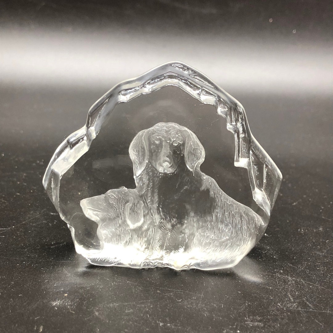 Paperweight Paperweight in Clear and Frosted Glass, Dogs, Labrador