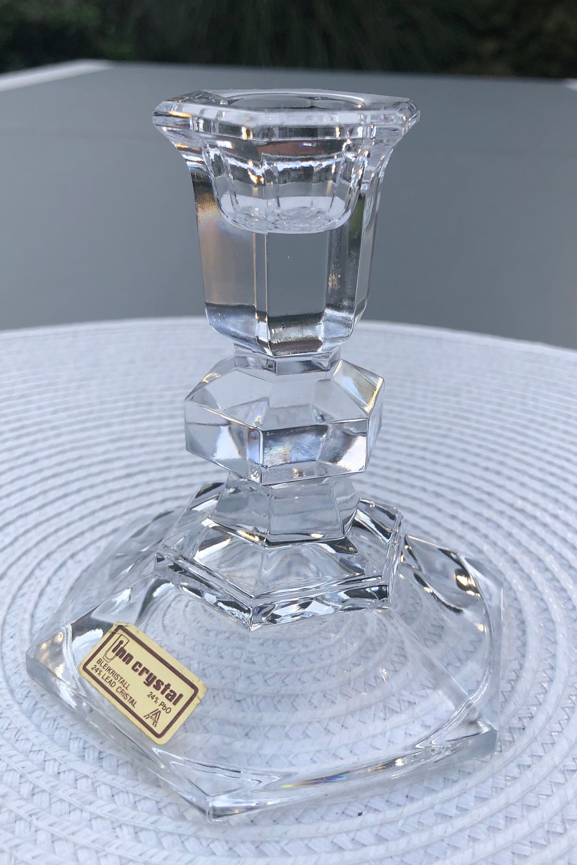 INN Bleikristall Candlestick, Candle Holder, 24 Lead Crystal. Octagon